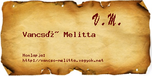 Vancsó Melitta névjegykártya